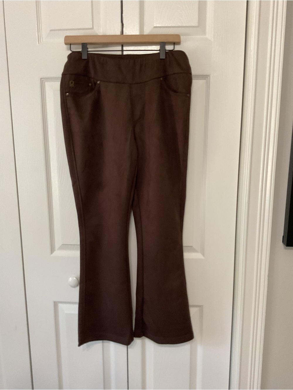 Kim Gravel Chocolate Brown Velveteen Pull-On Flare Pants
